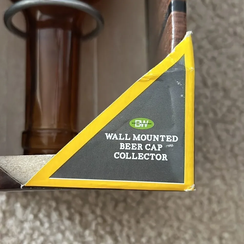 Wall Mounted Beer Cap Collector with Upside Down Glass Bottle and Cap Opener